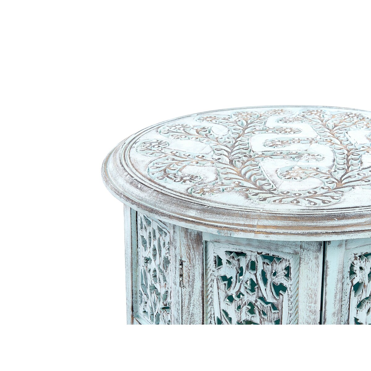 Stolik pomocniczy BORAI Drewno mango Błękitny