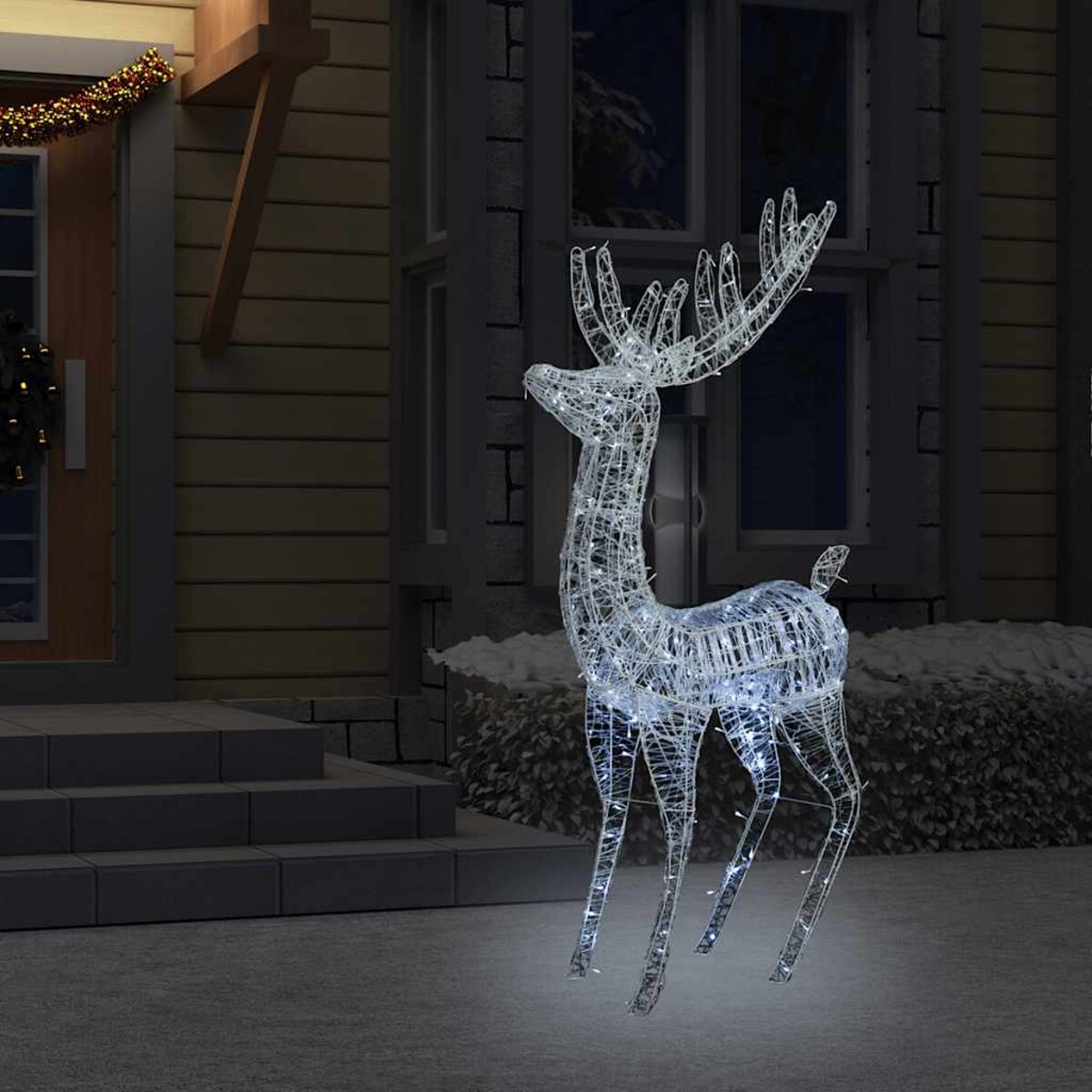 vidaXL Świąteczny renifer, akryl, 250 zimnych białych LED, 180 cm