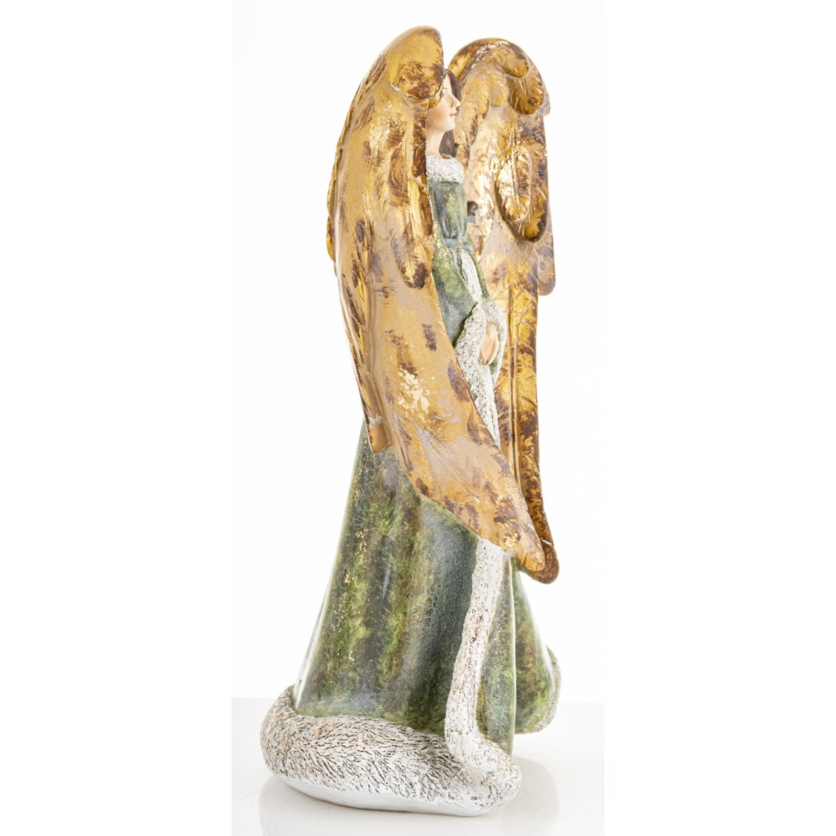 Dekoracja - anioł z dużymi złotymi skrzydłami 31,5x16,5x12,5 cm MALAIK
