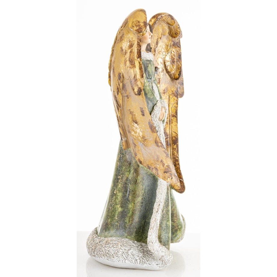 Dekoracja - anioł z dużymi złotymi skrzydłami 31,5x16,5x12,5 cm MALAIK