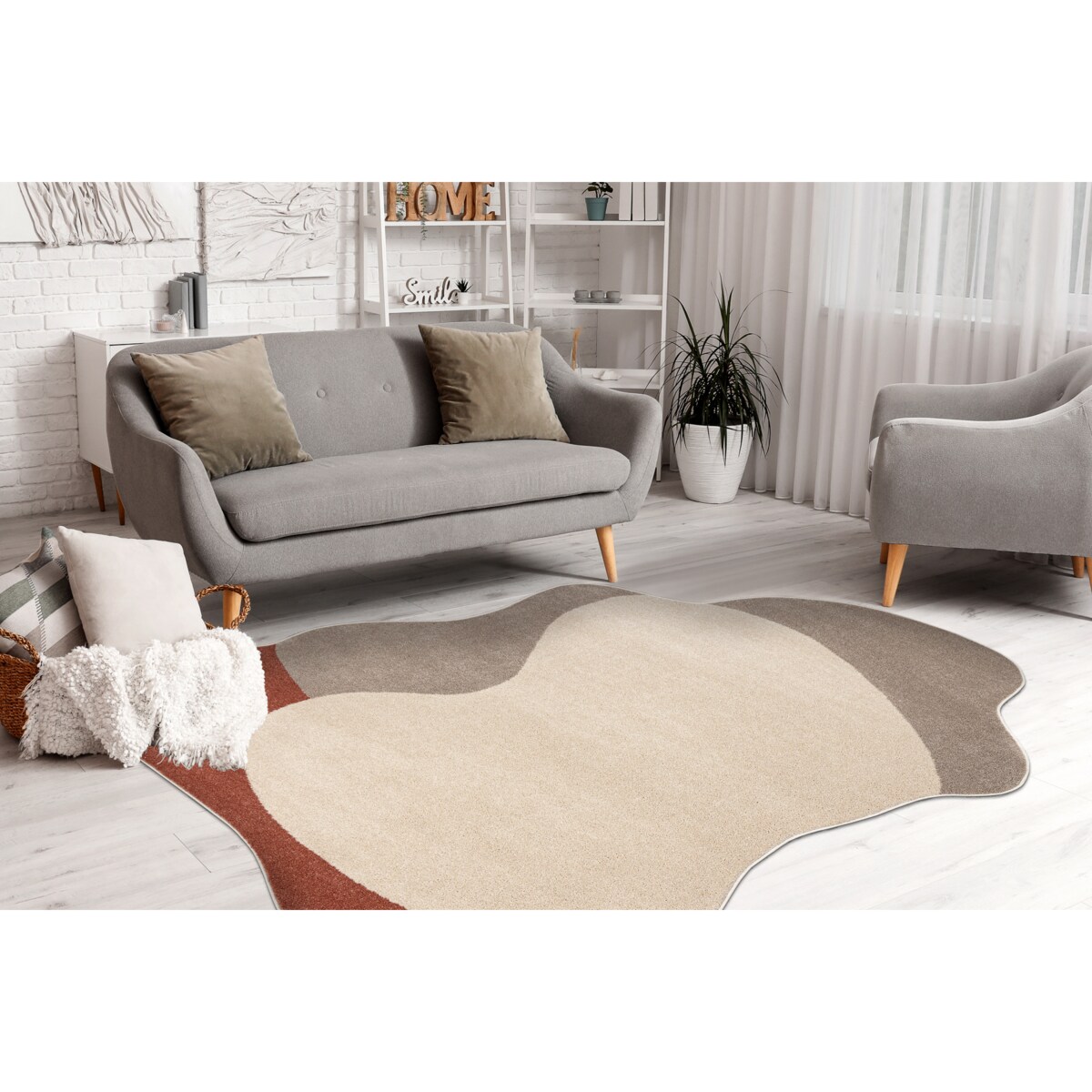 Dywan FUSION 5710 krem / terakota Shape - 160x220 cm