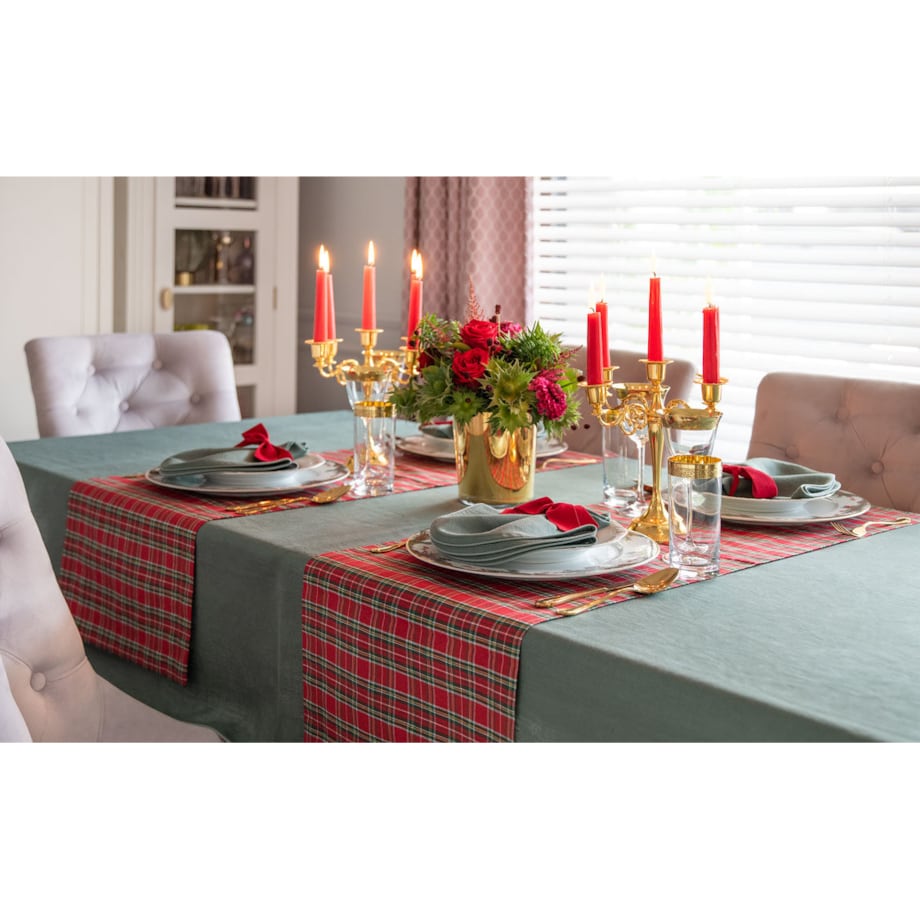 Obrus Red Tartan okrągły - Średnica ok. ⌀ 210 cm - idealny dla 8 osób