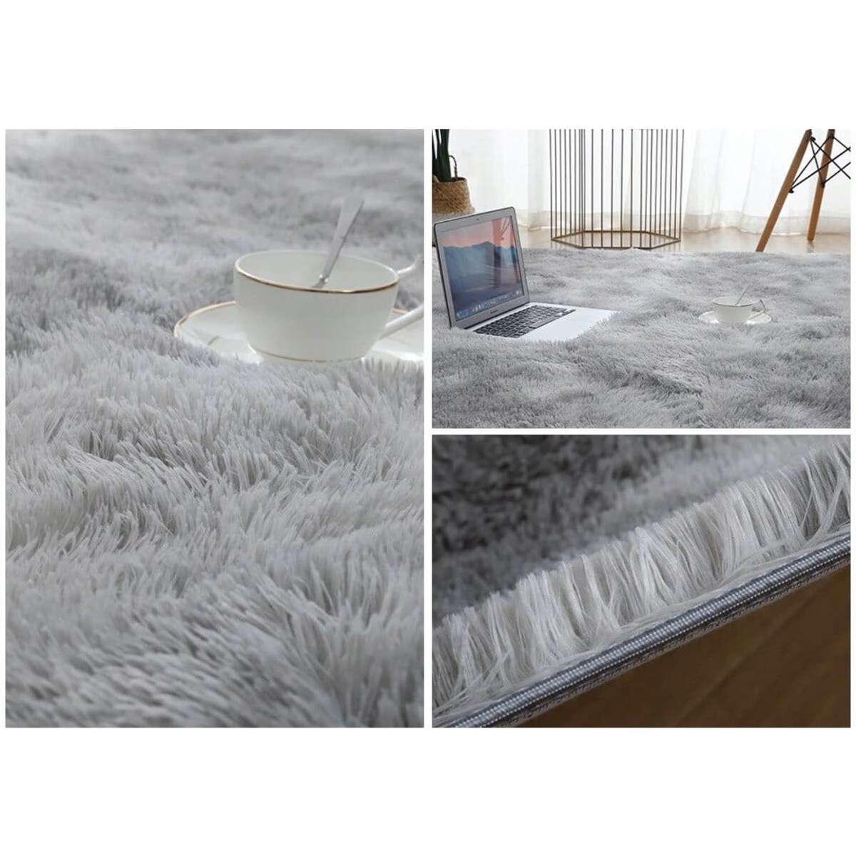 Dywan jasny szary 100x150 cm puszysty miękki