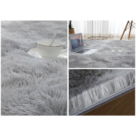 Dywan jasny szary 100x150 cm puszysty miękki