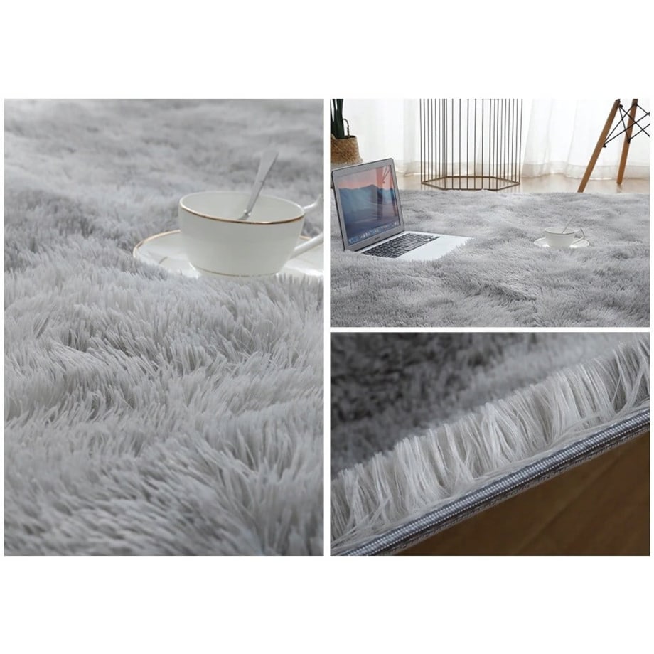 Dywan jasny szary 100x150 cm puszysty miękki