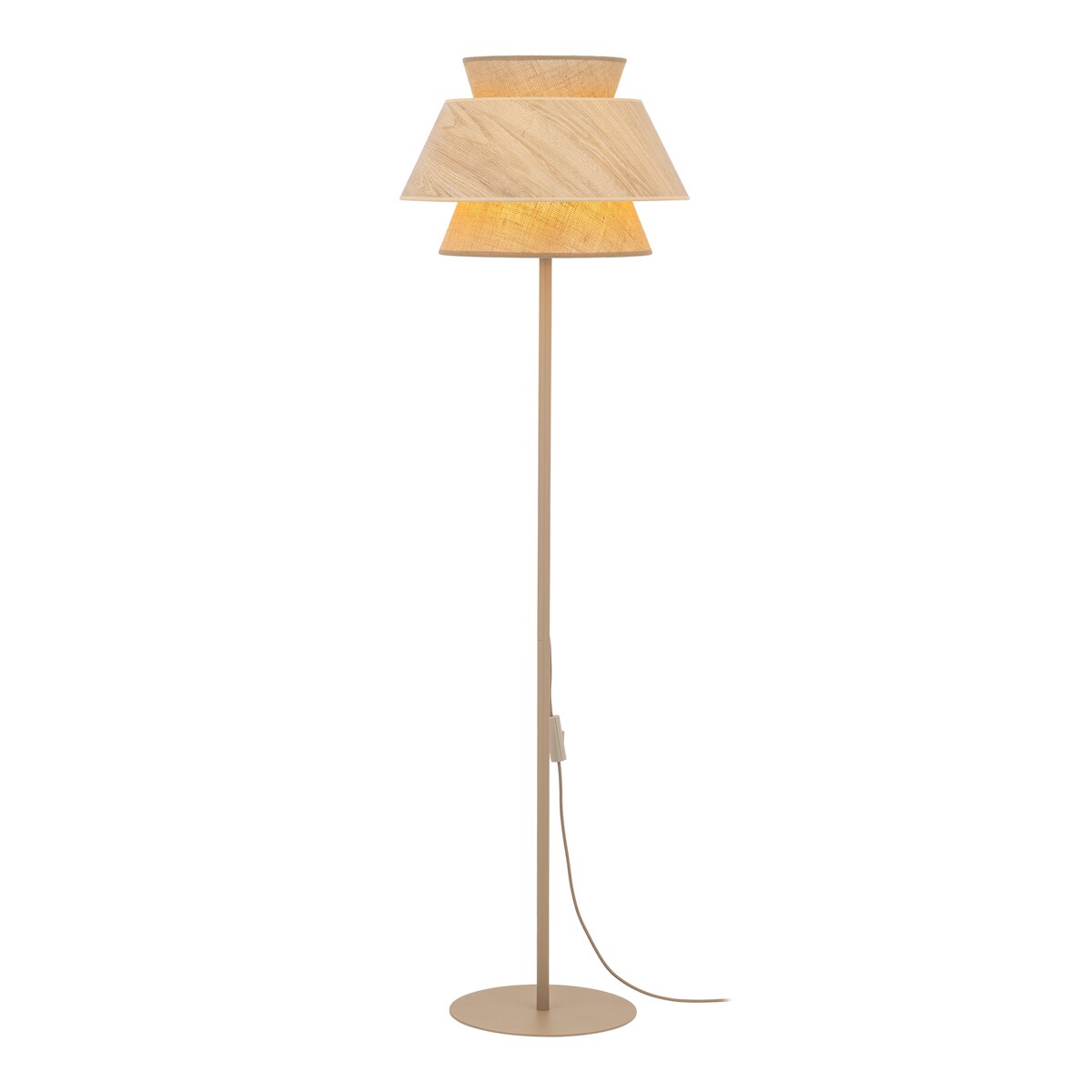 Lampa Stojąca Tk Lighting Kalum Len Fornir 1Xe27 Skandynawski, Boho, Japandi