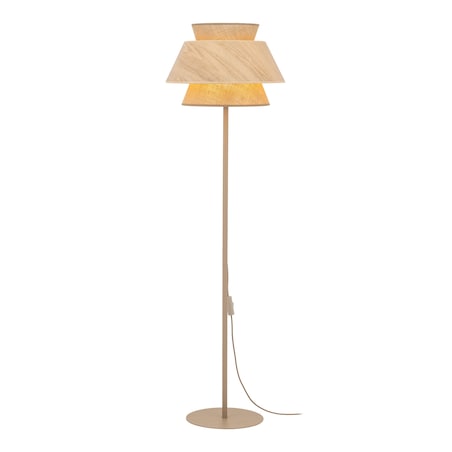 Lampa Stojąca Tk Lighting Kalum Len Fornir 1Xe27 Skandynawski, Boho, Japandi