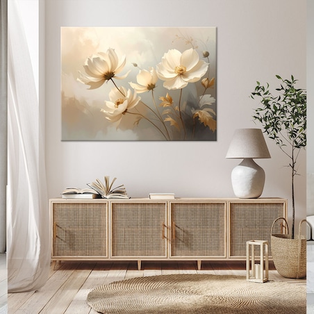 Obraz na płótnie, Kremowe magnolie w świetlistych beżowych odcieniach 60x40cm