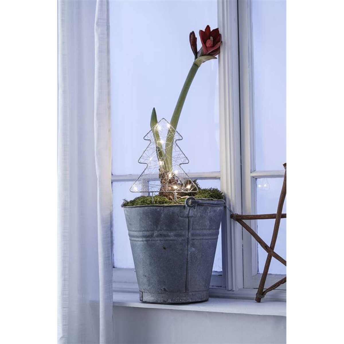 Świąteczna dekoracja LED srebrna choinka 0,3W do salonu ciepła