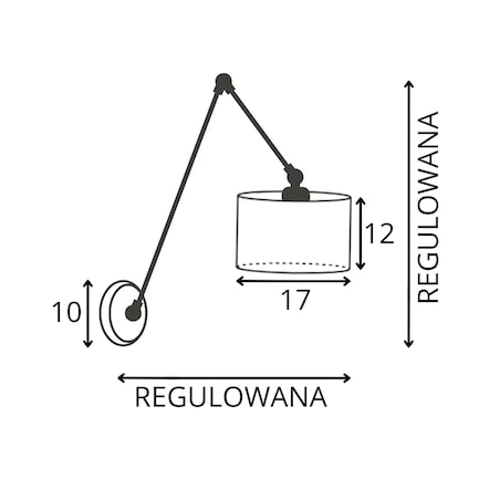 Kinkiet przegubowy lampa ścienna lampa na ścianę regulowany z abażurem walec SOUL II