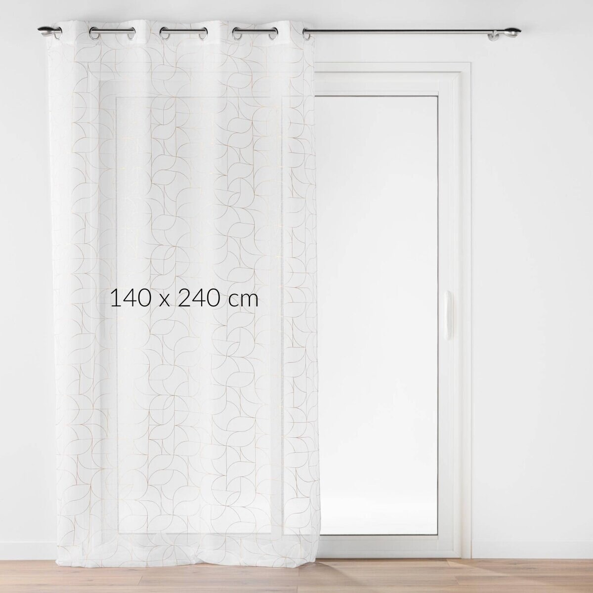 Firana na przelotkach ze złotym nadrukiem, LOUXOR, 140 x 240 cm