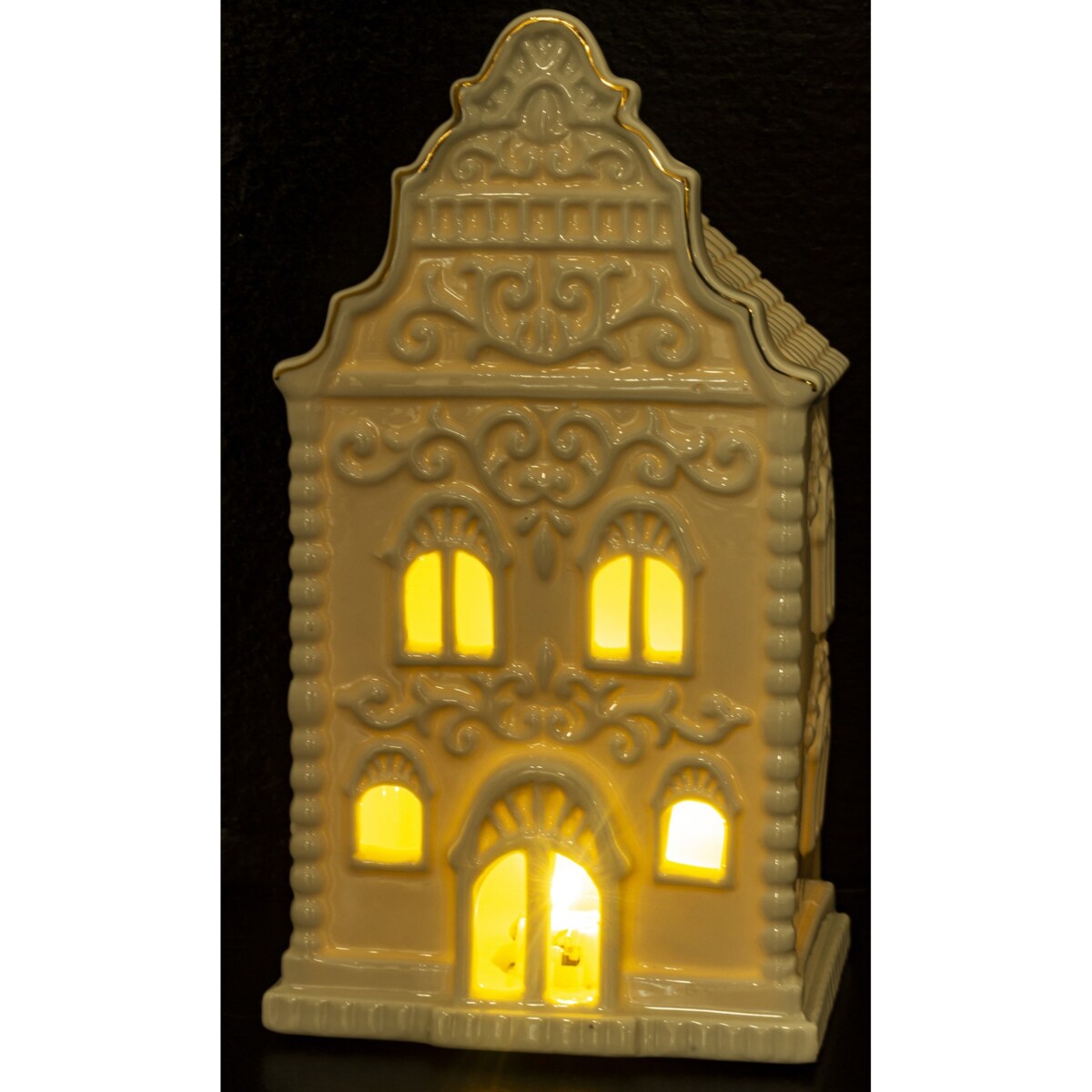 Ceramiczny biały domek LED 19x10,5 cm ADANI