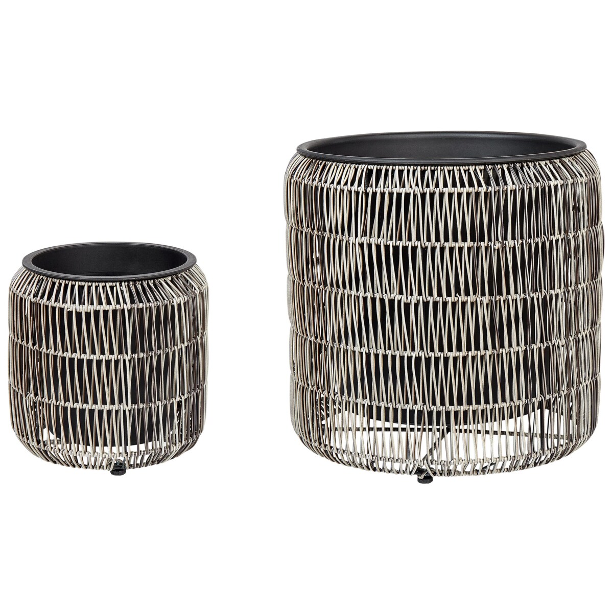 Zestaw 2 doniczek na kwiaty z technorattanu jasnobrązowy BRODIEA