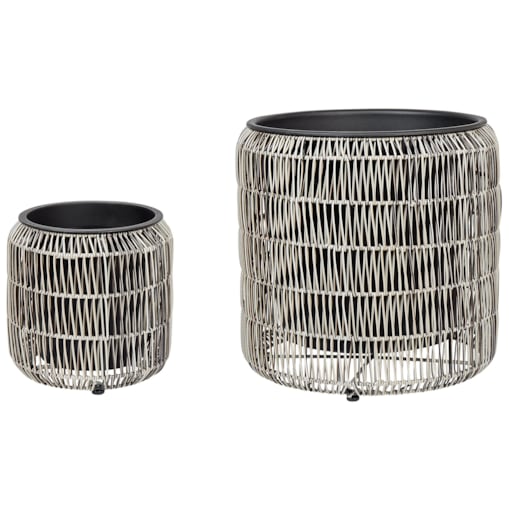 Zestaw 2 doniczek na kwiaty z technorattanu jasnobrązowy BRODIEA