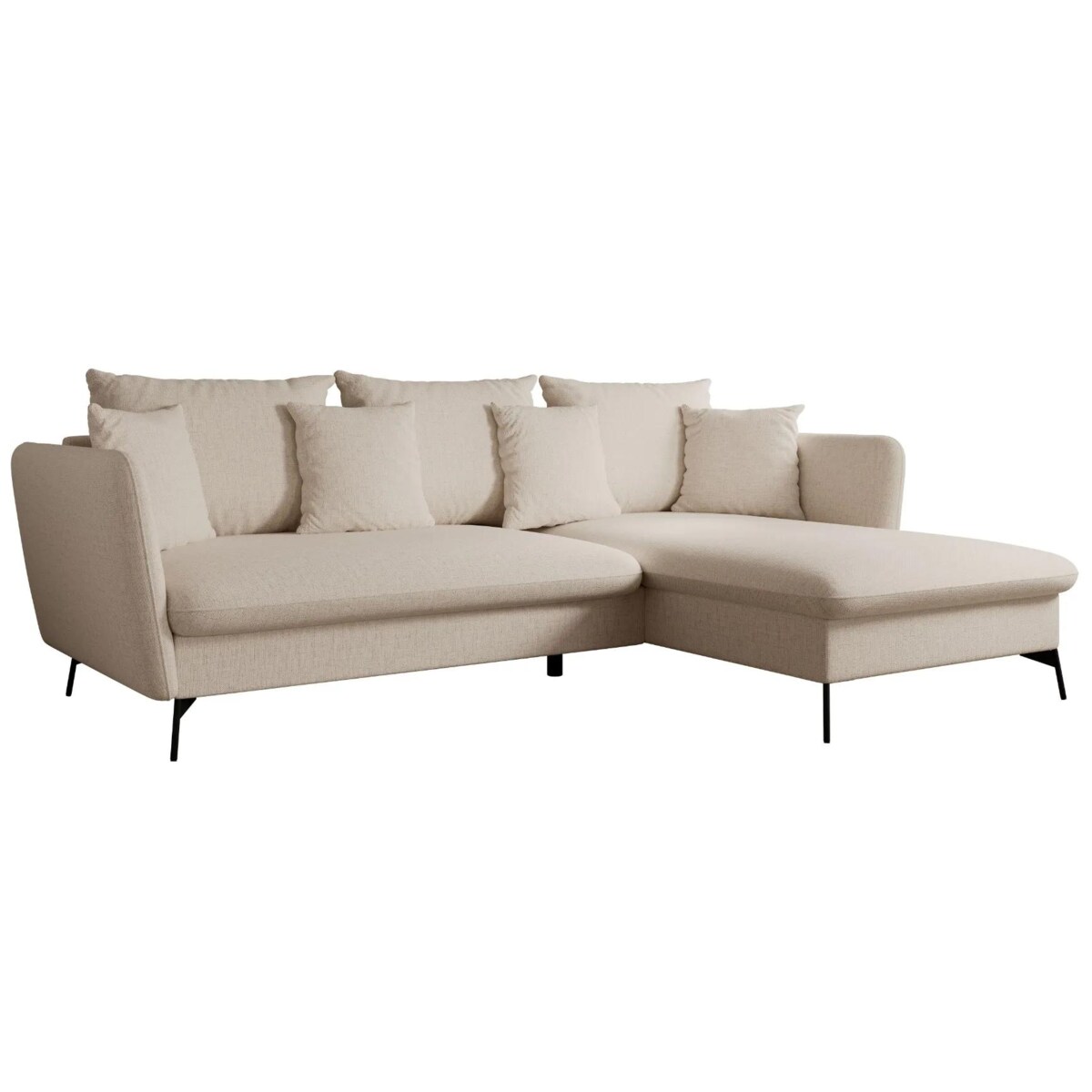 Narożnik z funkcją spania LINDA kremowy prawy/lewy