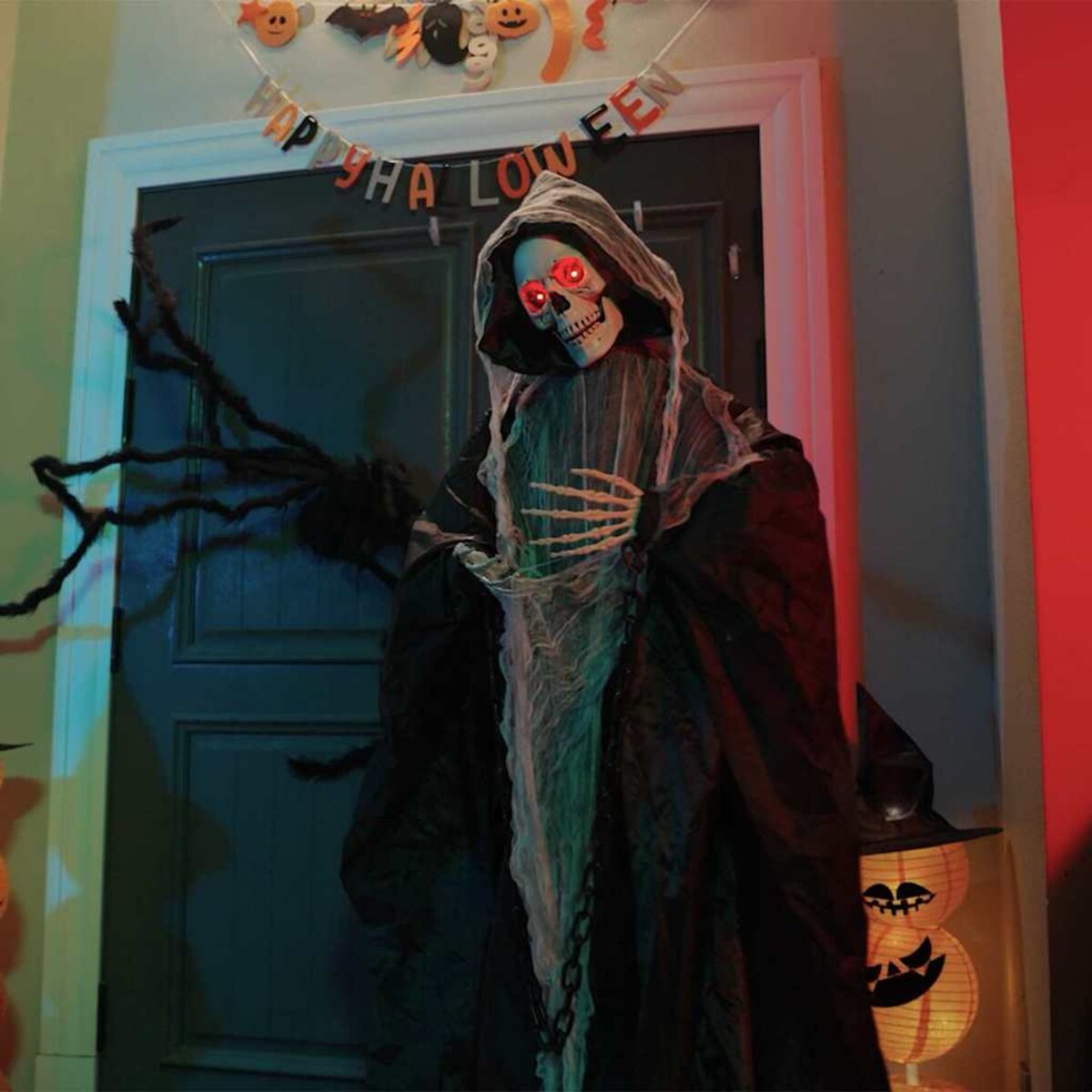 vidaXL Halloween Grim Reaper Czarny 60 x 60 x 155 cm Poliester