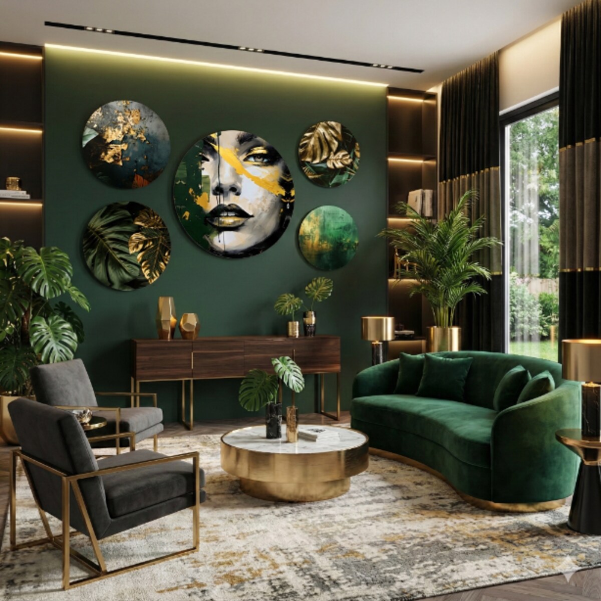 Obrazy ścienne Złote Liście Ozdoba na ścianę do sypialni pokoju salonu