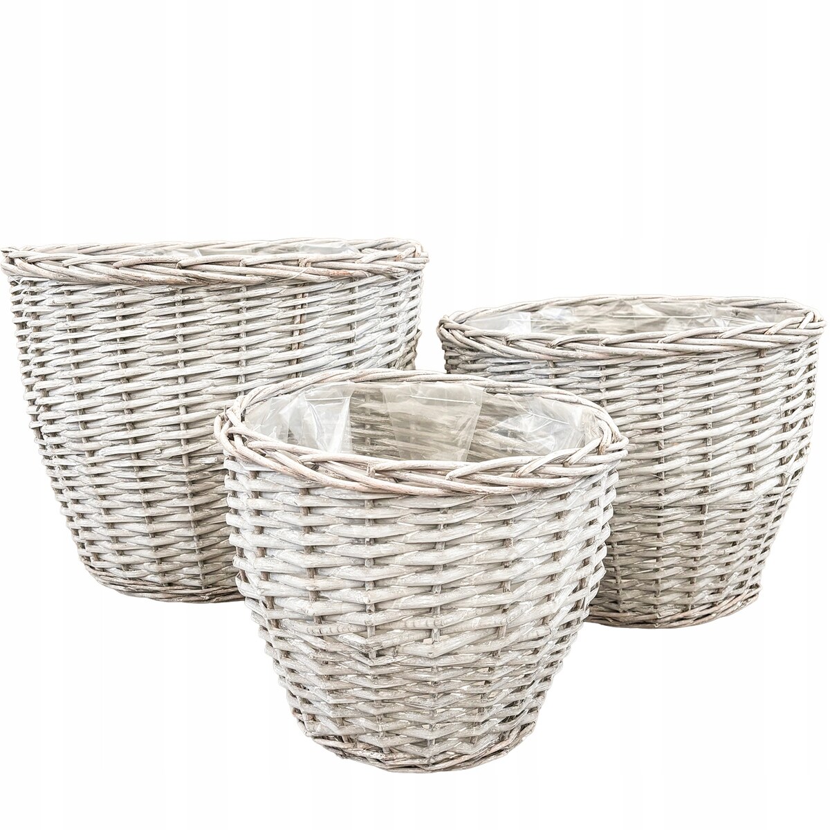 KOSZ WIKLINOWY NA KWIATY DREWNO PRANIE DUŻY DONICZKA DONICA KWIETNIK 3 szt.