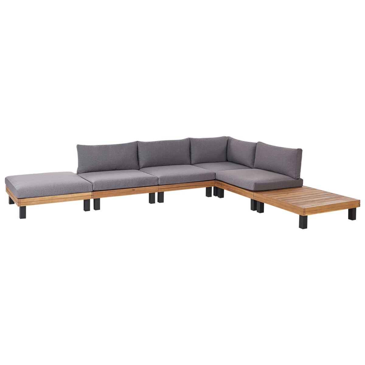 Narożnik ogrodowy ze stolikiem dla 5 osób FRAZZANO Modułowy Certyfikowane drewno akacjowe Szary