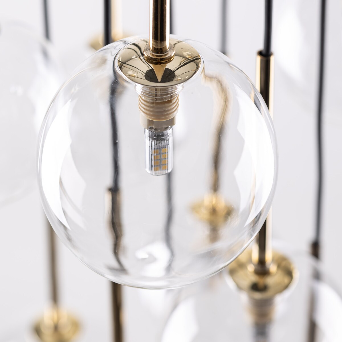 Lampa wisząca NILOS BLACK/GOLD 5945 TK Lighting 12xG9 czarno-złota 52 cm regulowana wys. do 145 cm