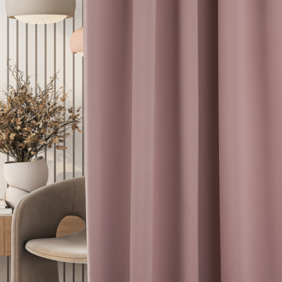 Zasłona zaciemniająca na taśmie marszczącej pudrowy róż 140 x 280 cm 1 szt. 140x280 różowy-beżowy