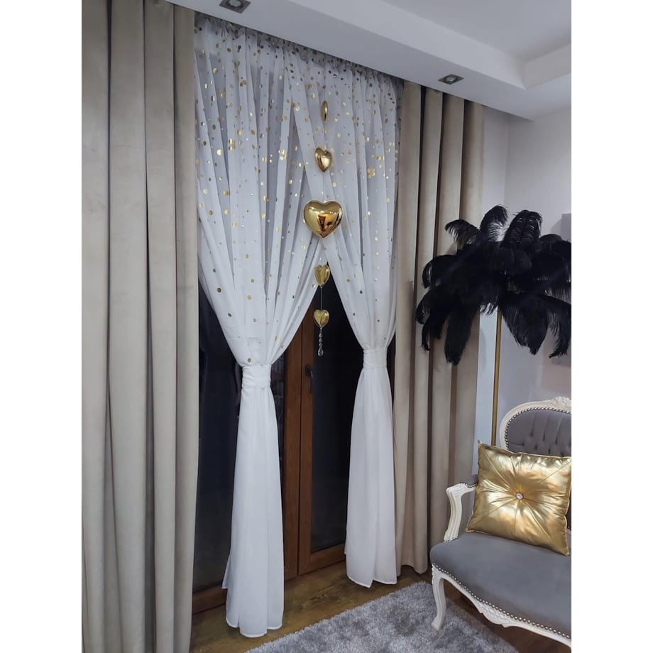 Firana gotowa złote akcenty 400x250 cm