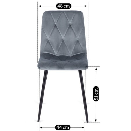 Krzesło Tapicerowane Welurowe Do Jadalni Salonu Loft ROBIN Szare Pikowane