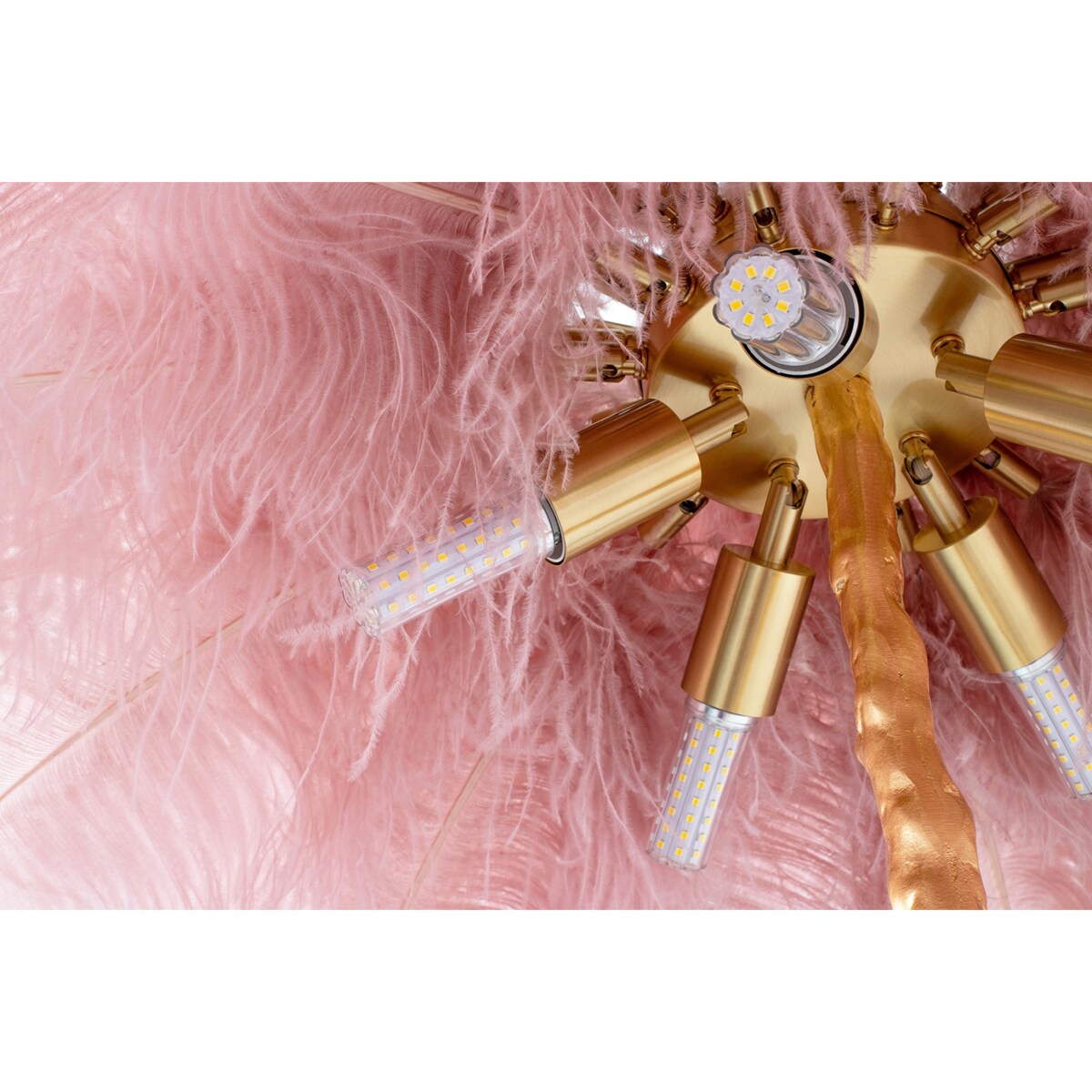 Podłogowa lampa Tiffany JL0019.PINK drzewo różowe złote