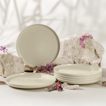 KONSIMO VICTO Zestaw talerzy obiadowych dla 6 osób (6 elementów) beżowy