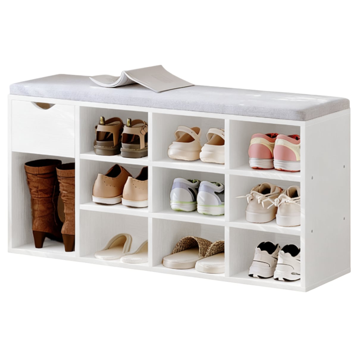 Szafka na buty z siedziskiem biała ławka przedpokój nowoczesna 100cm