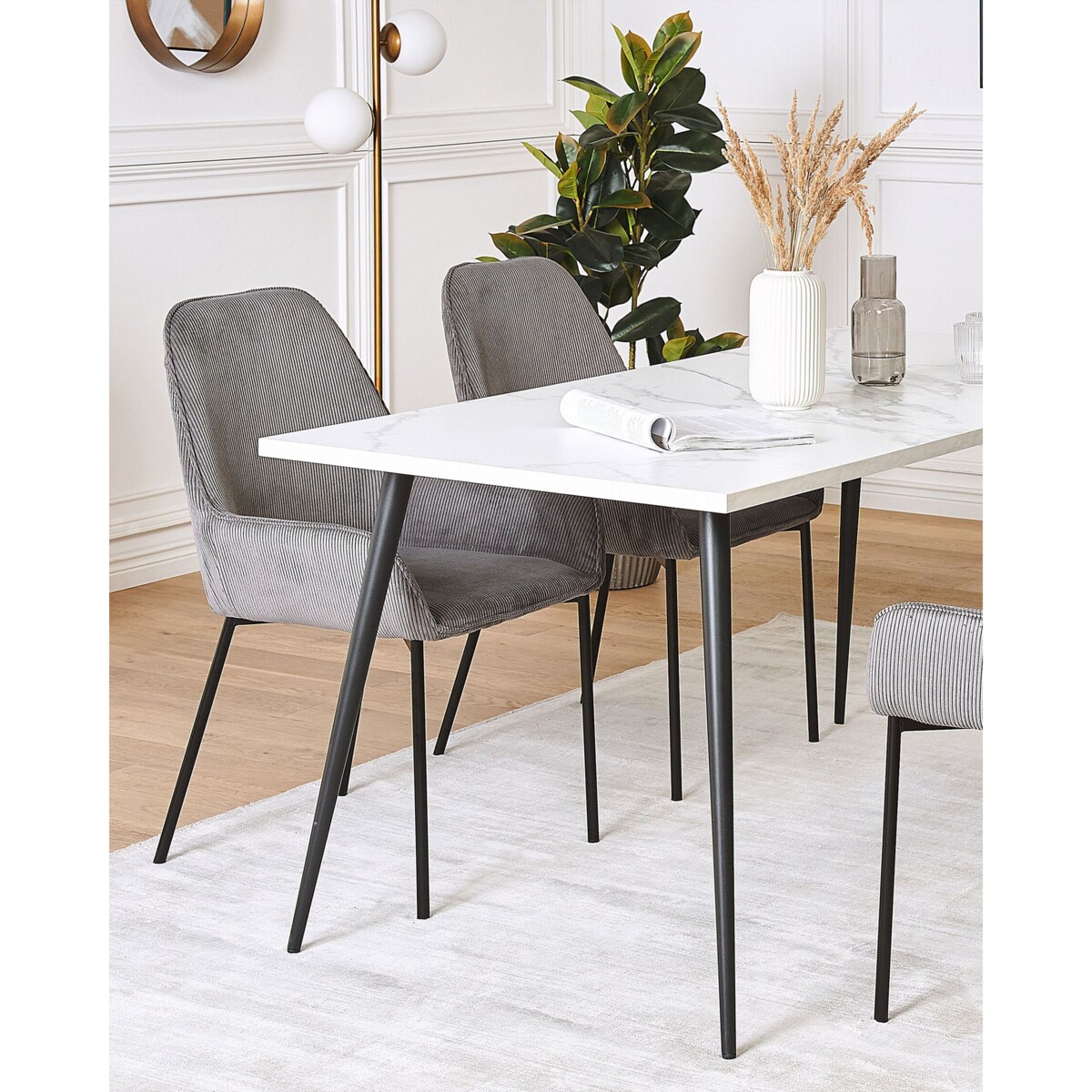 Zestaw 2 krzeseł do jadalni sztruksowy szary LOVERNA