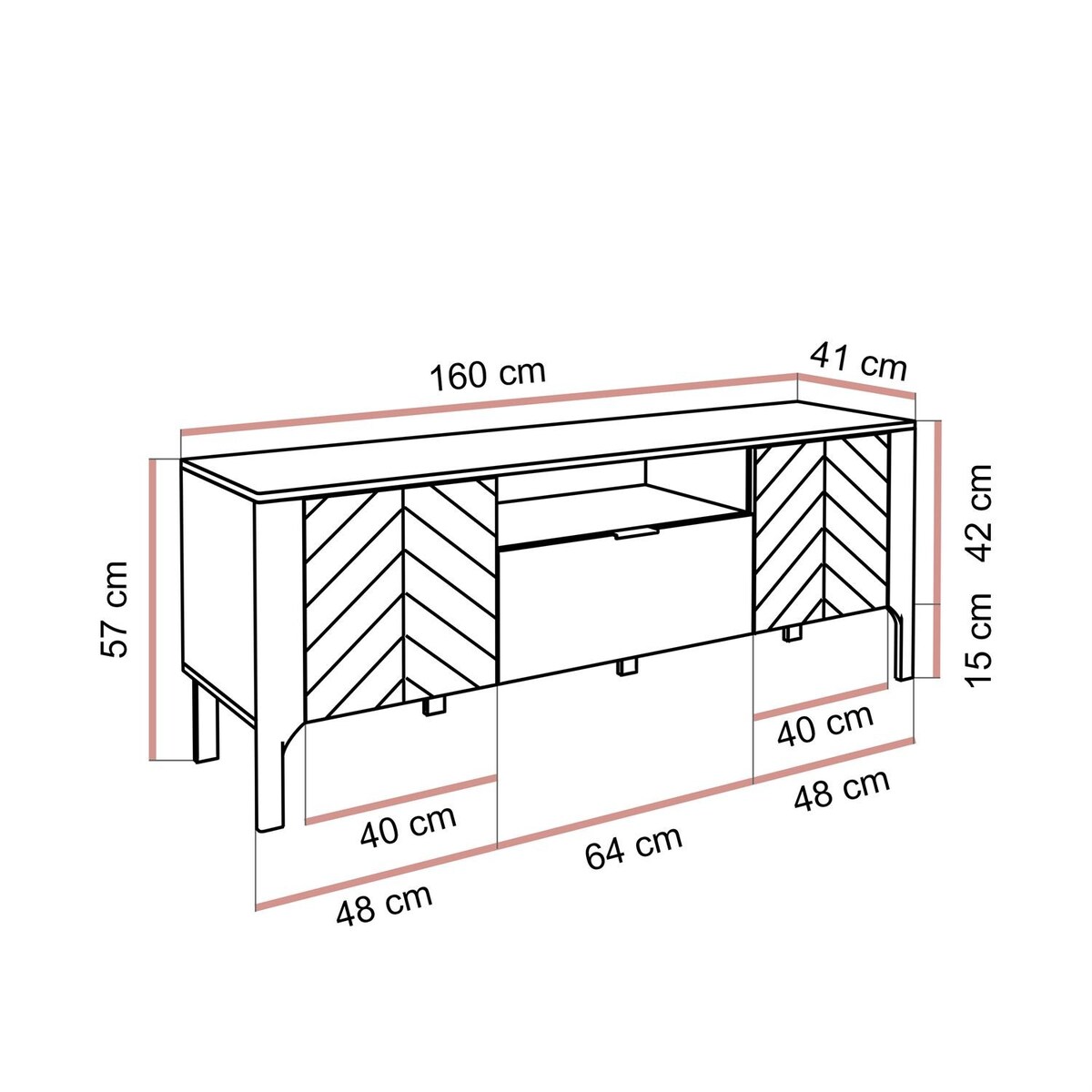 Szafka RTV LUMI 135 cm, czarna