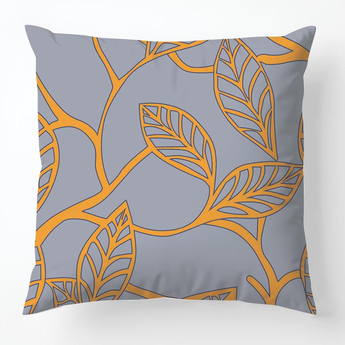 Poszewka satynowa 40x40 Folina pomarańczowe liście na szarym tle, Satynlove