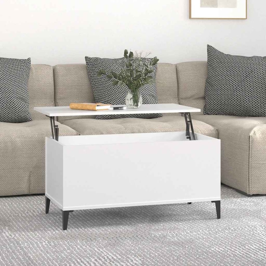 vidaXL Stolik kawowy, biały 90x44,5x45 cm, materiał drewnopochodny