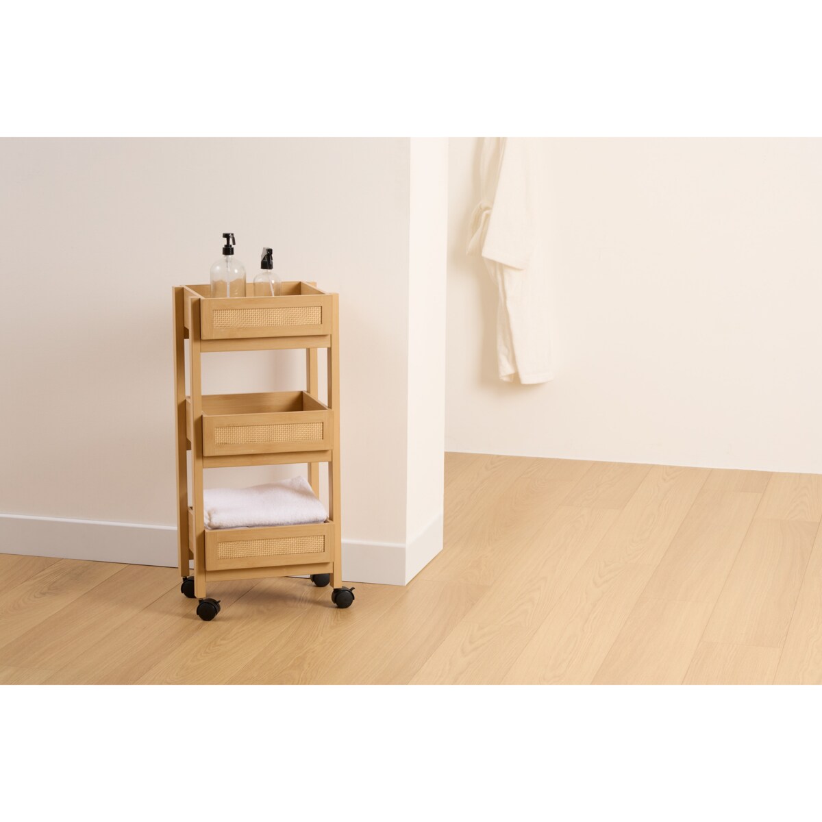 Wózek kuchenny na kółkach CANE, plecionka wiedeńska, 39, 6 x 30 x 85,5 cm