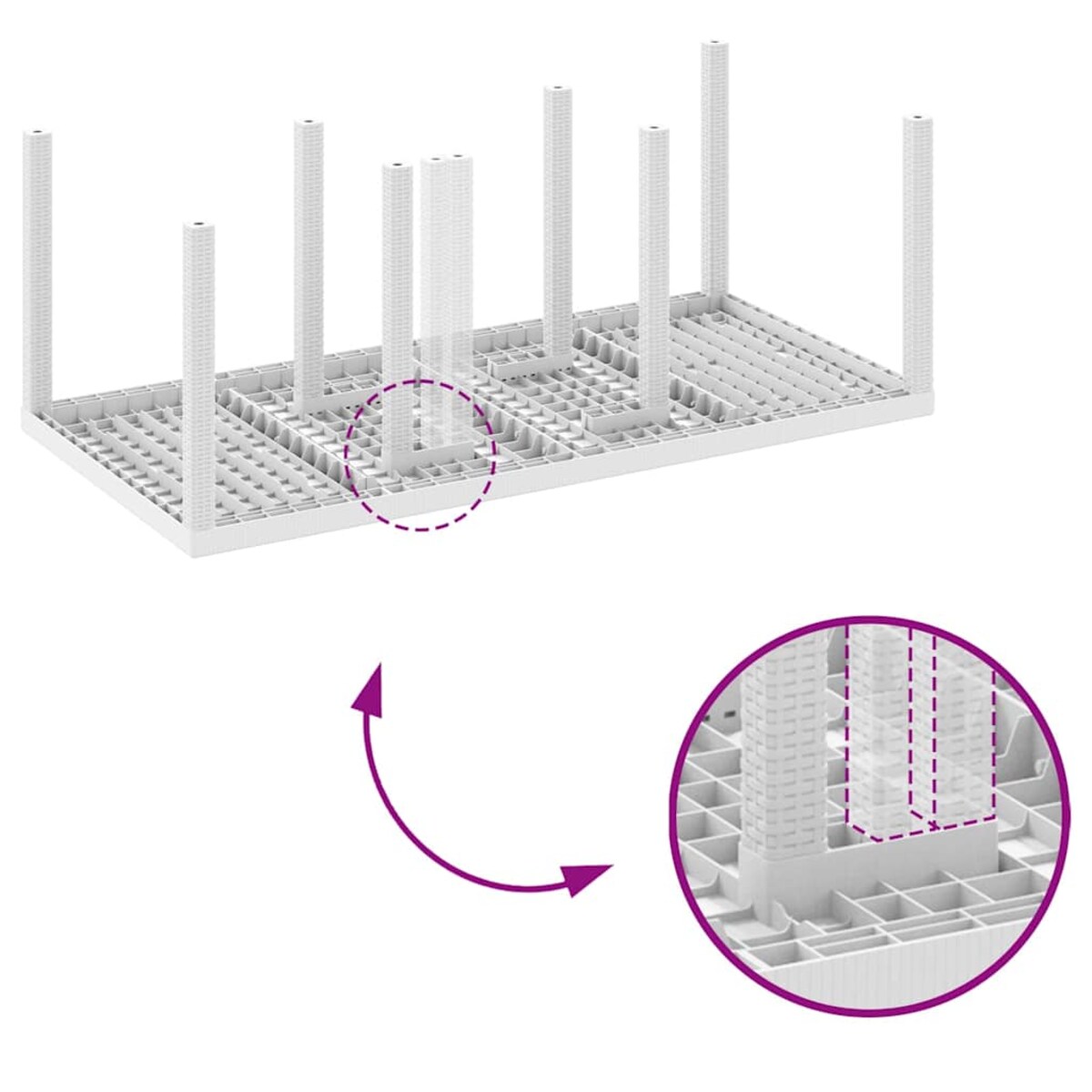 vidaXL Zestaw do jadalni w ogrodzie 7 pcs Biały Rattan Polt