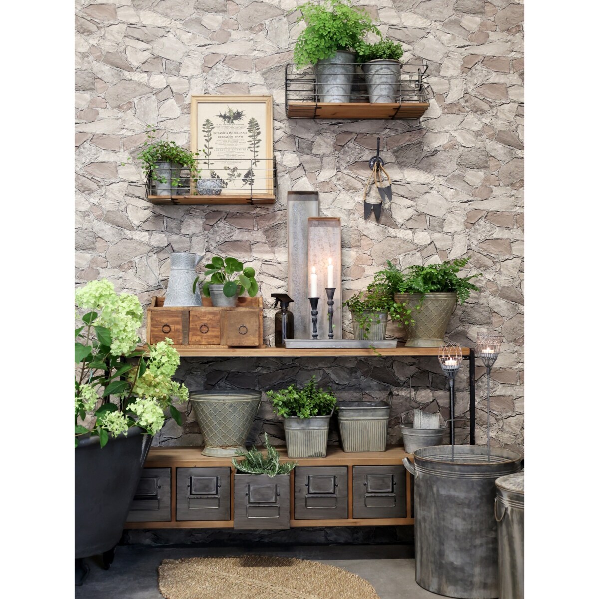 Konsola industrialna drewniano-metalowa 6 szuflad