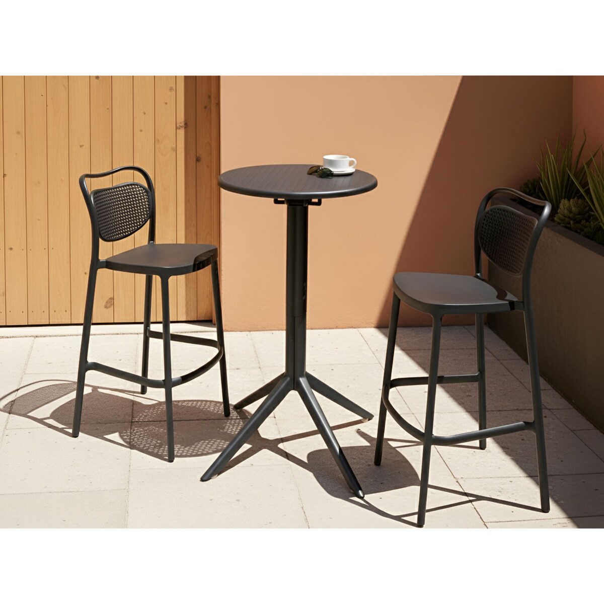 Stolik ogrodowy barowy LEGRENA 60 cm 60 cm Czarny