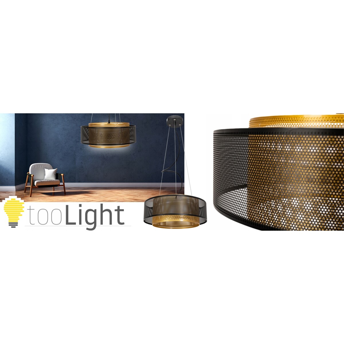 Lampa Wisząca Loft Industrial Złota Metalowa Led