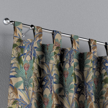 Zasłona na szelkach 1 szt. 130x260 zielono-niebieskie motywy roślinne