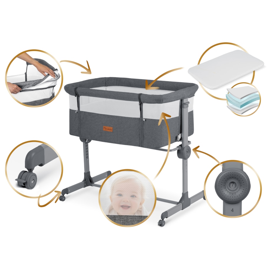 Łóżeczko dziecięce niemowlęce dostawka Nukido składane 0-5m