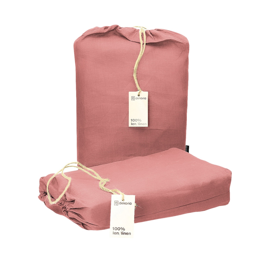 Komplet pościeli lnianej Linen 220x200cm pink, 220 x 200 cm/ 2 x 70 x 80 cm