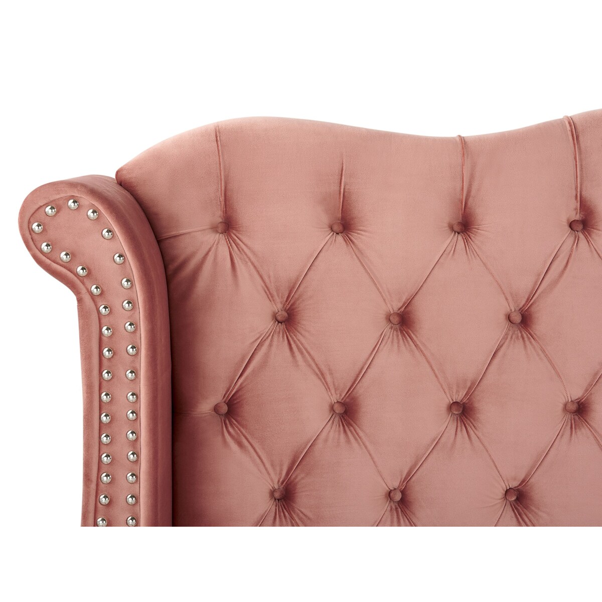 Łóżko welurowe 160 x 200 cm różowe AYETTE