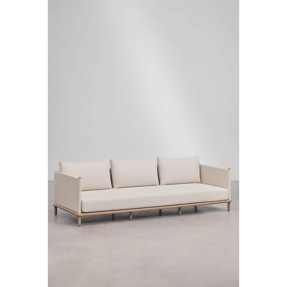 Zestaw ogrodowy: 3-osobowa sofa, 2 fotele i 2 okrągłe stoliki z drewna akacji Olivia