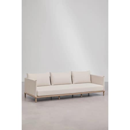 Zestaw ogrodowy: 3-osobowa sofa, 2 fotele i 2 okrągłe stoliki z drewna akacji Olivia