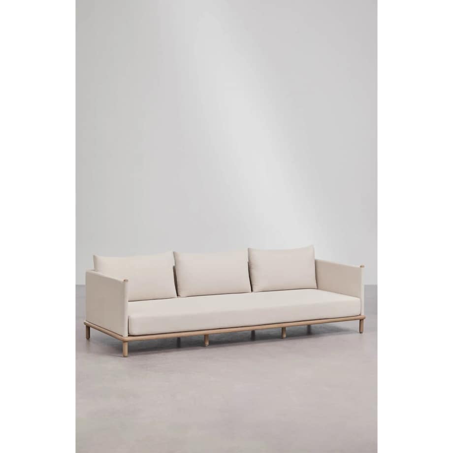 Zestaw ogrodowy: 3-osobowa sofa, 2 fotele i 2 okrągłe stoliki z drewna akacji Olivia