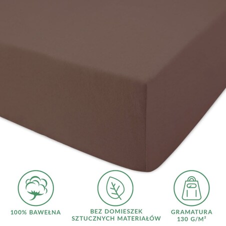 Prześcieradło jersey z gumką 120x200 kolor Czekolada