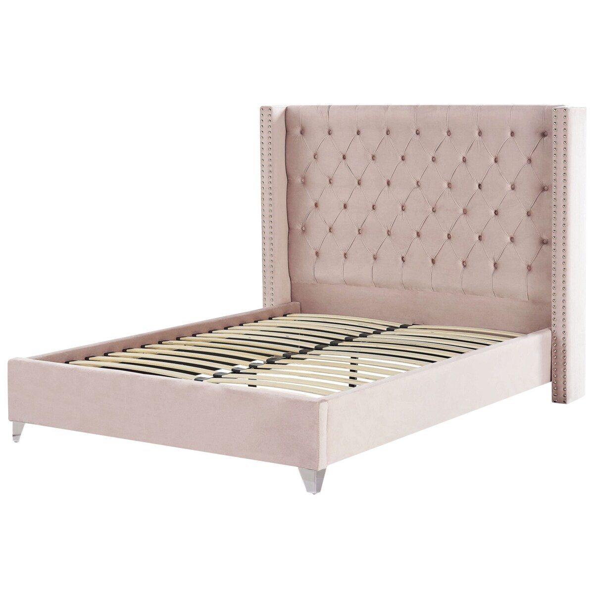 Łóżko welurowe 160 x 200 cm różowe LUBBON