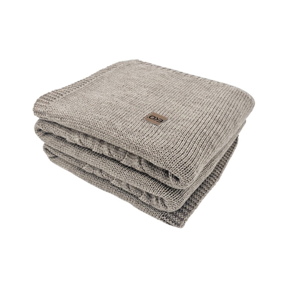 Koc dzianinowy z wełną 150x200 cm – AREZZO TAUPE