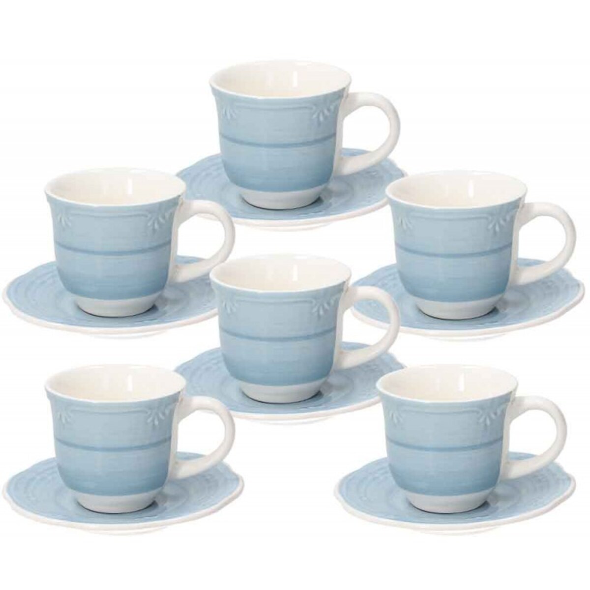 SHABBY KOMPLET 6 FILIŻANEK Z PODSTAWKAMI TEA 300 CC